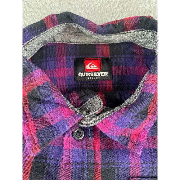 Quiksilver Shirt Men Large Multicolor Button Up Plaid Long Sleeve Skater Flannel - Picture 6 of 8